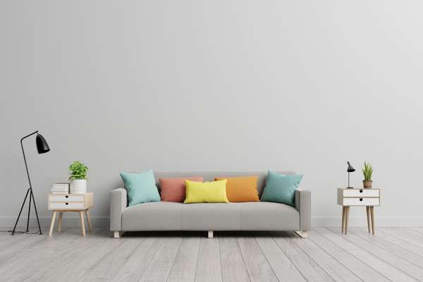 Gray modern sofa with Chelsea