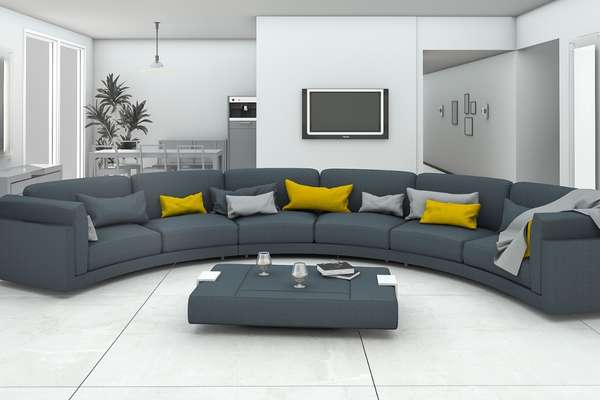Glam modern curved sofa