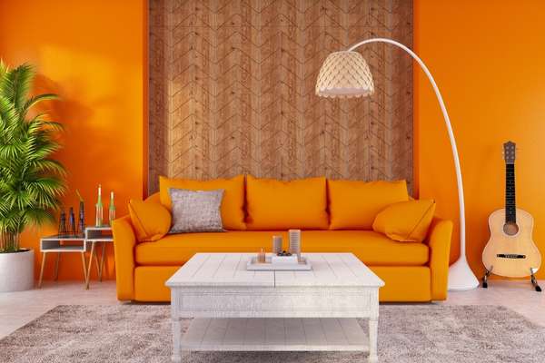 Orange modular modern sofa set