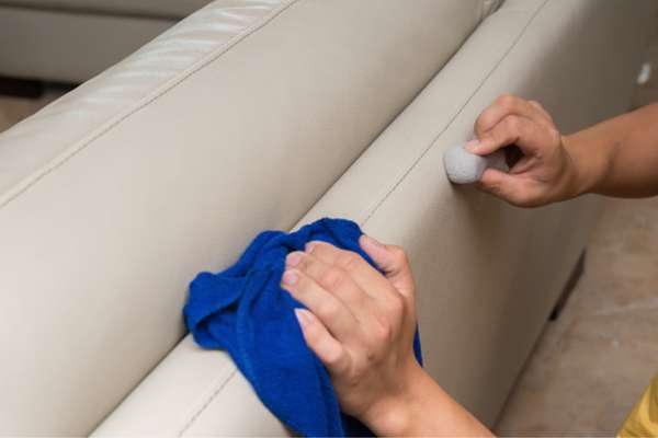 Blot off the stain and wipe with a damp cloth