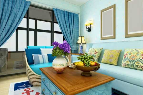 Coastal Theme Living Room With Table Lamp