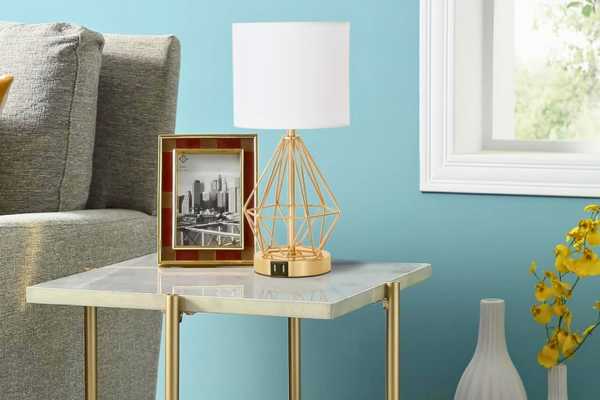 Modern Gold Table Lamp With USB Charging Port