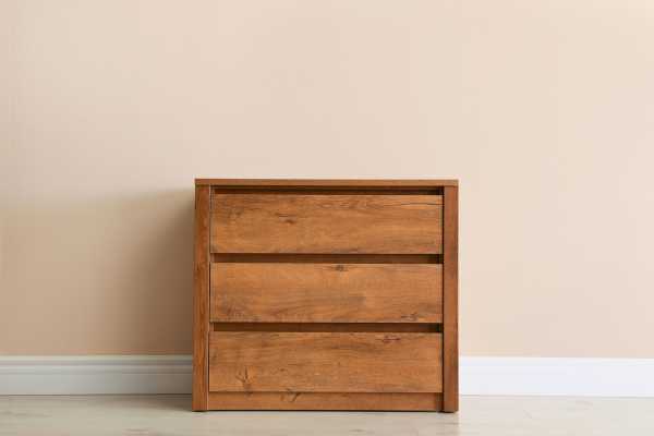 Stained Wood Chest Of Drawers In Living Room