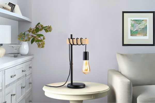 Wooden Industrial Table Lamps