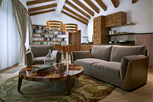 Furniture Selection for Dark Brown Wood Floor Living Rooms