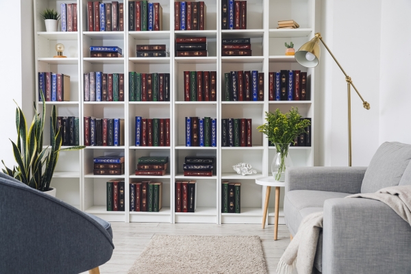 Beside or Behind a Sofa Put A Bookshelf In A Living Room