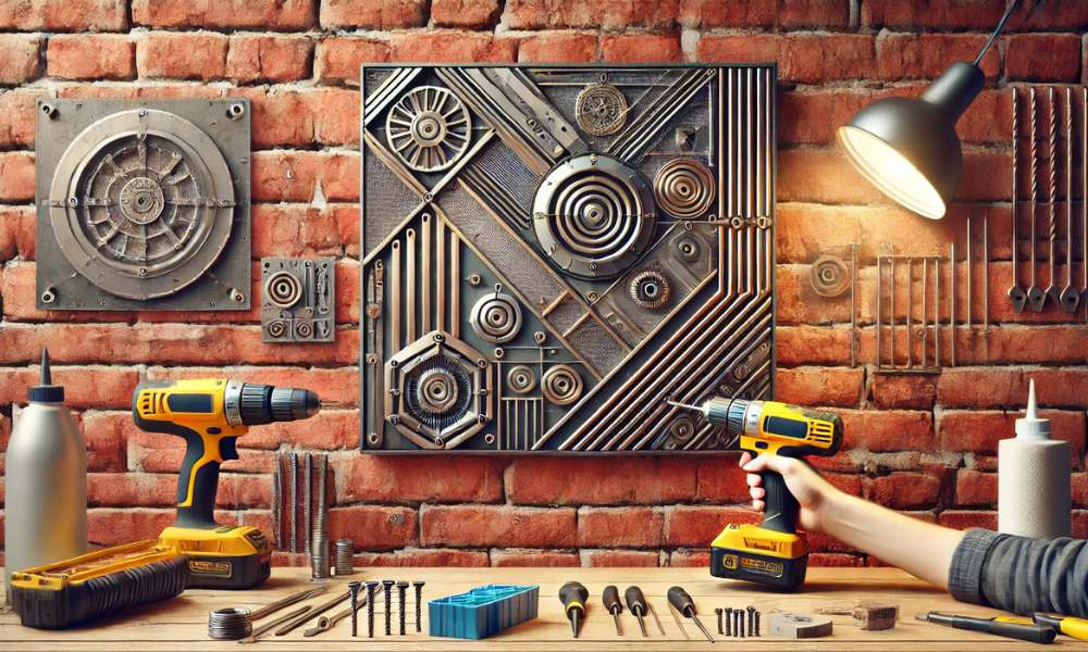 How to hang metal art on brick wall