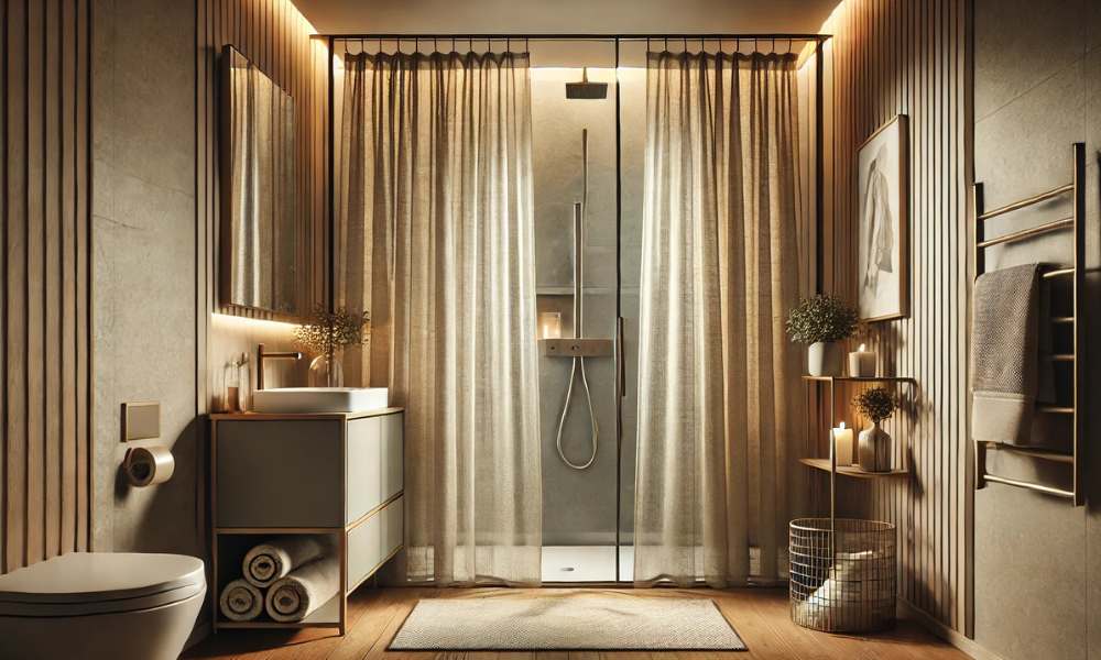 How To Decorate Shower Doors With Curtains