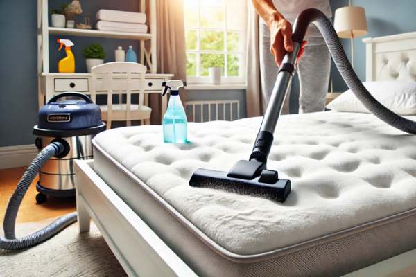 Vacuum Up The Baking Soda how to clean memory foam mattress after bedwetting
