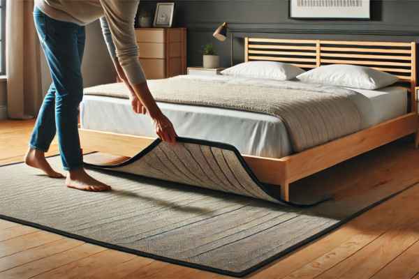 Place a Rug Under the Bed  How To Stop Mattress From Sliding On Box Spring